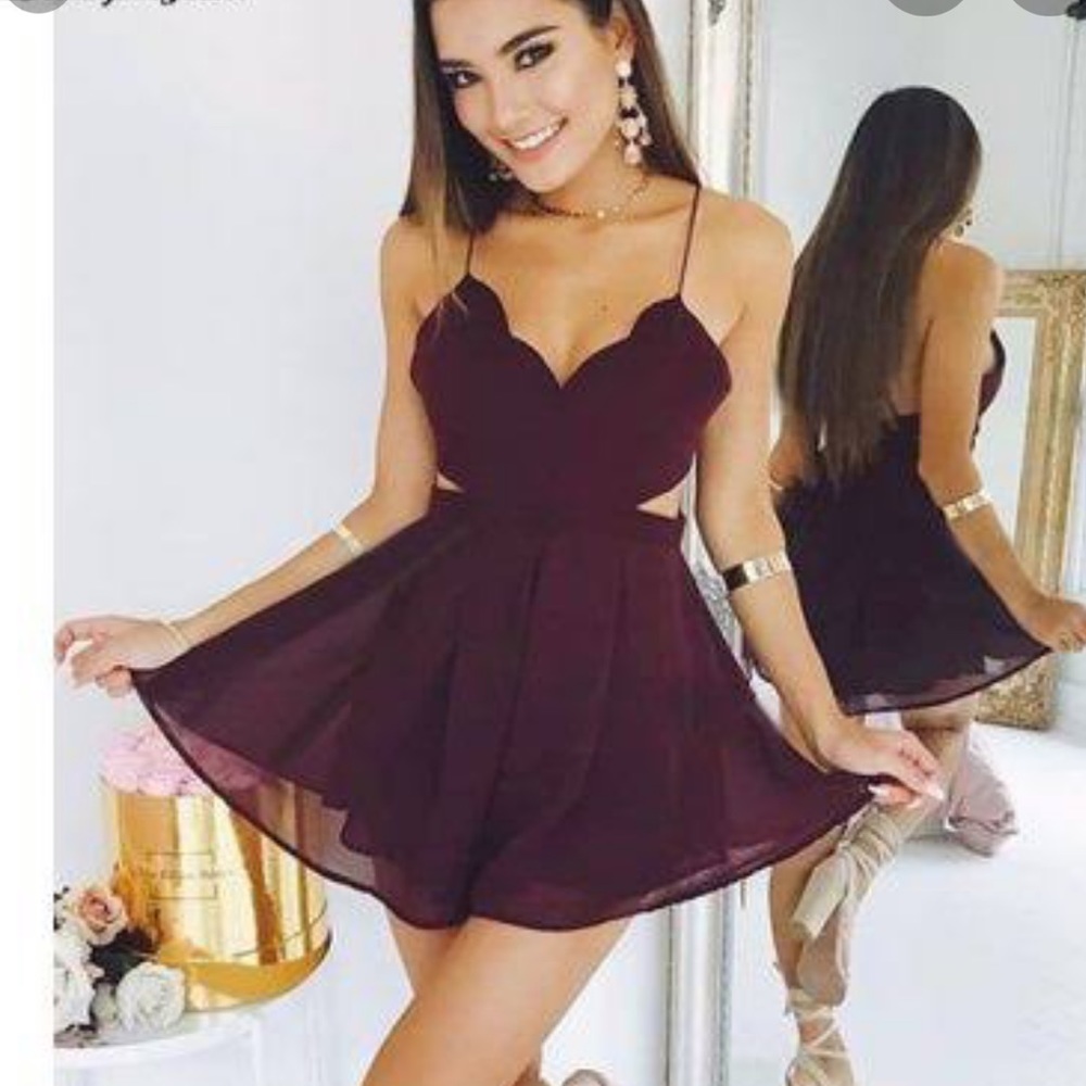 Burgundy Cut Out Romper - Hello Molly 💋